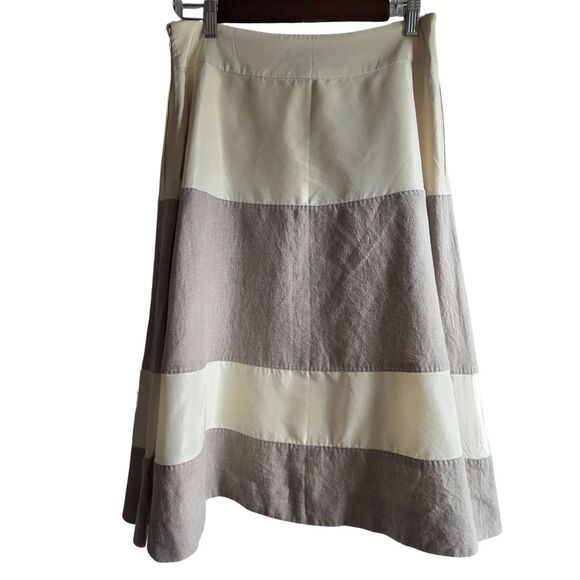 J Crew Collection Silk Linen A-Line Ivory Beige Skirt 4 - Picture 7 of 14
